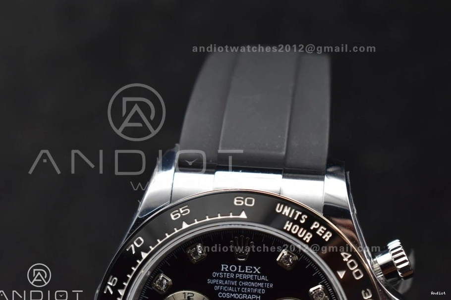 Best Oysterflex 1:1 (Weighted) SH4131 Diamonds Strap Edition 126519 Silver Black Dial on Daytona V6 QF 0301